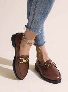 Botas de tobillo con plataforma marrón para mujer con cadenas metálicas, aptas para primavera y otoño, para el Día de San Valentín