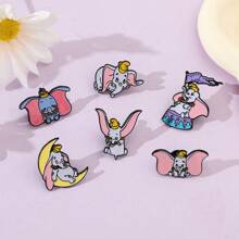 1/6 piezas. Broche de estilo creativo de Disney con diseño de elefante de dibujos animados. Pasador de metal esmaltado como accesorio para ropa, mochila, detalles festivos y joyas.