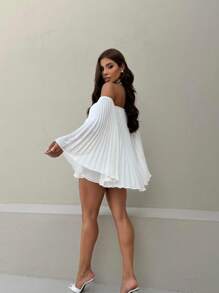 Women's Set Pleated  Dress Shorts Luxury Elegant - 白色 - 查看 2