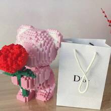 3996 Stücke Blumenstrauß Bär Bauklötze, romantisches DIY Konstruktionsspielzeug, Sammlerstück, Heimdekoration, Geburtstagsgeschenk, 1 Stück Raumdekoration