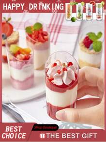 50pcs 3 Oz Slant Cup (Please Check Size Before Purchase), Suitable For Mousse, Pudding, Dessert, Ice Cream Cake, Etc. Reusable, Suitable For Dessert Decorations, Birthday Parties, Wedding Parties And Party Events