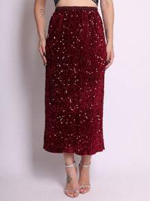2025BR NEW Sequined Skirt - Red - View 2