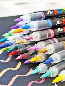 12/24/36/48 Colors Direct Liquid Soft Head Acrylic Marker Pen, Acrylic Paint Pens For Wood, Canvas, Stone, Rock Painting, Ceramic Surfaces, Chritmas Card Making Back To School