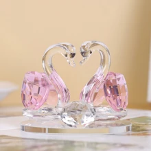 1pc Dreamlike Crystal Swan Decor Figurine, Home Decoration Gifts Birthday Graduation - Multicolor - View 2