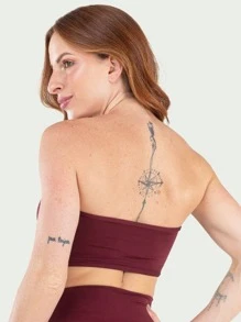 Suplex Women's Fitness Bandeau Top Without Pads - 酒紅色 - 查看 3