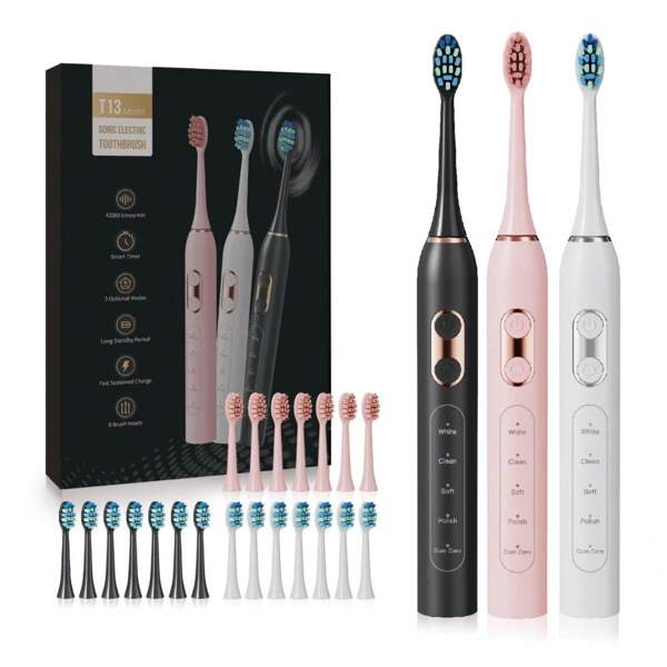 Electric Toothbrush For Adults With 8 Brush Heads, Electric Toothbrush With Deep Clean 5 Modes, Rechargeable Toothbrushes Fast Charge 3 Hours Last 120 Days