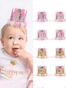 1 Decoración de corona rosa dorado para el primer cumpleaños de niñas bebé, decoración de fiesta, regalo de primer cumpleaños para la princesa bebé - Multicolor - Ver 5