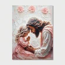 1pc Christian Art - Jesus And Child Prayer Wall Art - Religious Bible Painting Canvas Print - Jesus With Girl Educational Poster - Christian Home Wall Decor - Unframed - For Religious Homes & Churches - Perfect Gift For Christians & Religious Individuals
