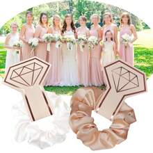 Faux Silk Large Scrunchies Wedding Supplies Party Gift Fashionable High Elasticity Bridesmaid Hair Bands Hair Ties Gift Set, Satin Hair Ropes, Solid Color Hair Scrunchies For Women - Multicolor - View 3