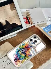 1 pieza Funda de silicona para teléfono de moda, resistente a las huellas dactilares y rayones, con diseño de nota musical colorida, compatible con Apple///OPPO/Realme/Infinix