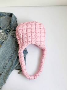 女士绗缝刺绣云朵荷叶边单肩包手提包