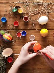 10 颗未完成的木制复活节彩蛋，33*21 毫米未上漆木制彩蛋，可绘画和涂鸦，适合 DIY 复活节工艺项目和节日装饰 - 彩色 - 查看 2