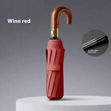 三折实木手柄自动两用雨伞，高档商务时尚雨伞，适合男女夏季避暑、沙滩、旅行