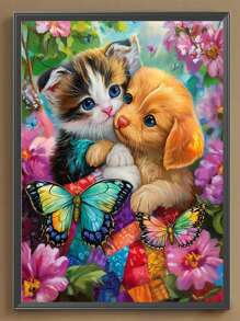 1pc 5D Diamond Painting Kit, Animal Painting, Full Round Diamond Embroidery Kit, Unframed Diamond Mosaic Decorative Gift, Birthday Present, Diamond Art Set For Adults Beginners, Round Full Drill Diamond Point, Suitable For Home Decor And Wall Decoration