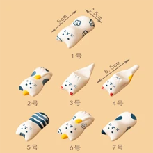 Apoya palillos de cerámica con forma de gato lindo, soporte de palillos esmaltado pintado a mano, mini soporte creativo para palillos - Modelo aleatorio - Ver 8