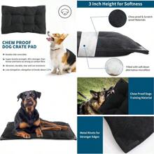 Chew Proof Dog Bed With Metal Rivet Corner For Medium Dogs Stable Kennel Pad Mat For Teething Puppy Durable Indoor Outdoor Crate Pad For Medium Dog Crates 35"X22" - as pic - View 1