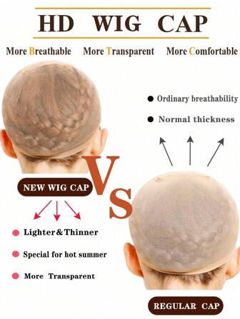 新款高清假发帽，超薄假发帽，浅色贝根，女士弹力尼龙假发帽，自然透明高清假发帽，蕾丝前假发，夏季佩戴舒适假发帽，女士秃头帽