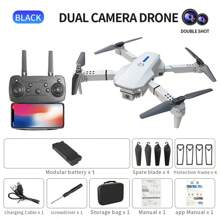 Foldable Remote-Controlled Drone E88 Equipped With Dual Cameras, USB Rechargeable Lithium Polymer Battery, Wi Fi Remote Control, 720p Video, Indoor Use, Beginner Level, Intelligent Obstacle Avoidance