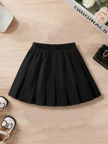 2pcs/Set Tween Girl Chicago 19 Print Round Neck Short Sleeve T-Shirt & Pleated Skirt Outfit, Spring/Summer - Multicolor - View 7