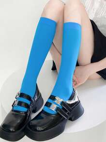 1/5/10/15 Pairs Women Velvet Thigh High Socks, Solid Color, High Elasticity 120D, Spring/Summer