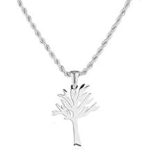 dollrinboy 1 件黑银金色不锈钢生命之树吊坠项链，适合男士和女士 - tree - 查看 12