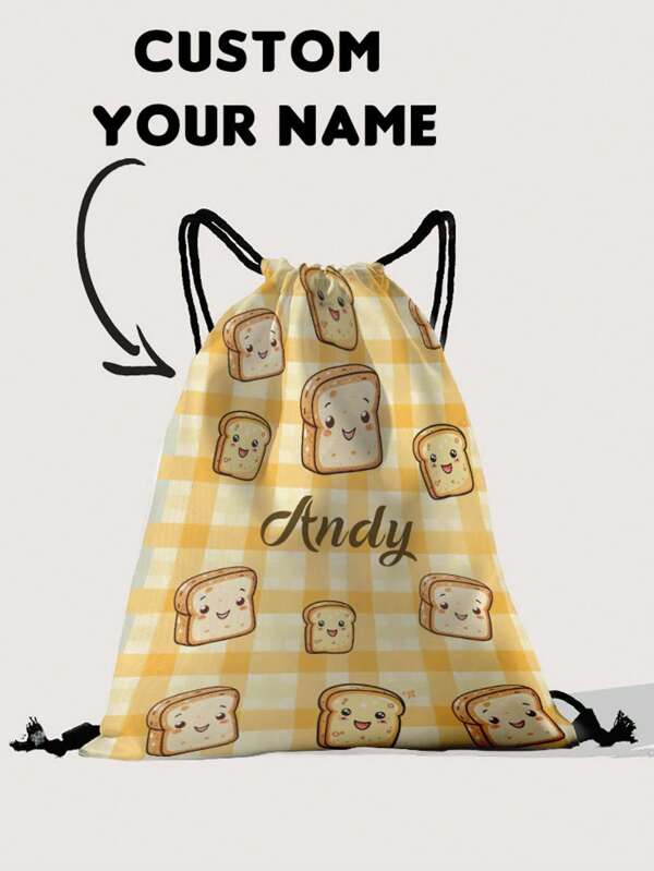 1pc Customizable Name Print Drawstring Backpack With Cute Star Design, Personalized Based On Your Unique Design, Suitable For Children And Teenagers, Can Print Your Own Name Or Gift To Others Like Your Siblings Or Classmates