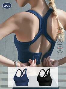 2PCS Sports Bra For Women Gym Seamless High Impact Sports Bra Yoga Fitness Female Underwear Push-Up Bra Sportswear Bralette, Lingerie