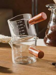 1pc 100ml/3.3oz Calibrated Concentrated Coffee Cup With Wooden Handle, Latte Art Cup - Clear - View 10