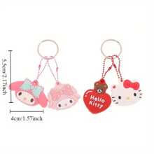 Sanrio Silicone Keychain Set For Lover, Friend, Cute Cartoon Charms, Good For Bags & Keys, Perfect Birthday, Valentine's Day Gifts, Party Favors
