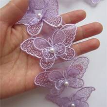 10 piezas de ribete de encaje con bordes de mariposa y adornos de strass, ancho de 6.5cm, tela de ribeteado vintage para costura, manualidades, decoración de vestidos de novia y ropa