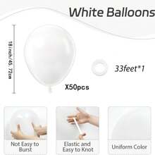10/20/30/40/50 个白色气球 18/12/10/5 英寸，白色乳胶气球派对气球适用于订婚单身派对新娘送礼会婚礼派对生日装饰