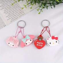 Sanrio Silicone Keychain Set For Lover, Friend, Cute Cartoon Charms, Good For Bags & Keys, Perfect Birthday, Valentine's Day Gifts, Party Favors
