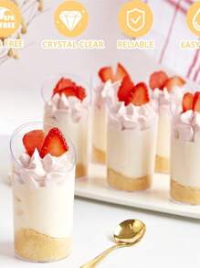 50pcs 3 Oz Slant Cup (Please Check Size Before Purchase), Suitable For Mousse, Pudding, Dessert, Ice Cream Cake, Etc. Reusable, Suitable For Dessert Decorations, Birthday Parties, Wedding Parties And Party Events