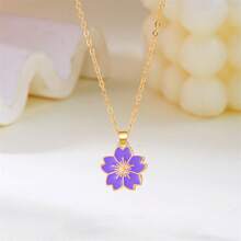 1 pieza Collar colgante con flor de varios pétalos, elegante y refrescante, adecuado para uso diario, fiestas, vacaciones, regalo para familia, esposa, amigos, cumpleaños, aniversario