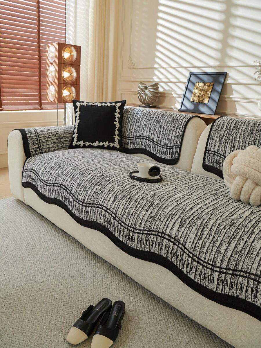 1 件不对称雪尼尔防滑沙发套，适合所有季节