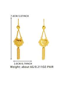 Elegant Gold Heart-Shaped Chain Pendant Earrings - Vintage Style, 24K Gold-Plated Copper Material, Perfect Gift For Valentine's Day And,Mom,Mother,Mother's Day,Gift