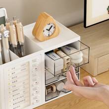 Space-Saving Self-Discipline Desktop Organizer | Plastic Storage Box With Motivational Tracker | Perfect For Student Dorms & Office Desks | Organize Stationery, Track Goals & Maximize Workspace Efficiency