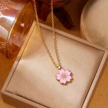 1 pieza Collar colgante con flor de varios pétalos, elegante y refrescante, adecuado para uso diario, fiestas, vacaciones, regalo para familia, esposa, amigos, cumpleaños, aniversario