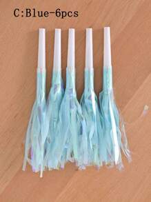 6 قطع صفارات الحفلات المزخرفة بالبريق المعدني والشرائط للحفلات ، صفارات نفخ لأعياد الميلاد، التخرج، وحفلات الرياضة، أعياد الحب، حفلات الزفاف، والأعياد