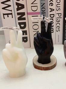 1pc Handmade Victory Sign Candle, Scented Candle, Indoor Decorative Jar Candle Suitable For Bedroom And Home Decor, Stress Relief, Relaxation, Bathing, Yoga And Holiday Gifts, Gag Gifts, Mother's Day Gifts, Wedding Decor Birthday Graduation - Multicolor - View 4