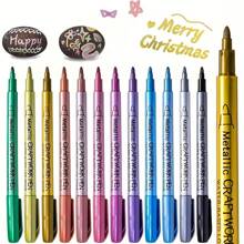 1/3/6/12 buah Pulpen Metalik - Warna Emas, Perak, dan Tembaga, Cocok untuk Kerajinan Tangan, Menandatangani, dan Proyek Seni, Spidol Permanen, Perlengkapan Sekolah - MultiWarna - View 4
