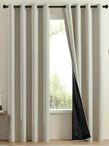 2pcs 100% Blackout Curtains With Waterproof Lining, Suitable For Living Room, Bedroom, Bathroom, Home Decor, Room Decoration