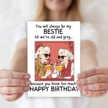 Best Friend Birthday Card With Envelope, "You Will Always Be My Best Friend Until We Grow Old" Birthday Gift For Best Friend, (12cm/4.7inx17cm/6.7in), Friendship Card, Birthday Card - Multicolor - View 10