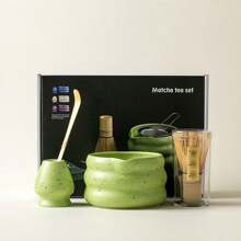1pc Japanese Ceramic Matcha Bowl With Lip, Matcha Tea Set With Matcha 4-Piece Color Box Set Back To School - Multicolor - View 13
