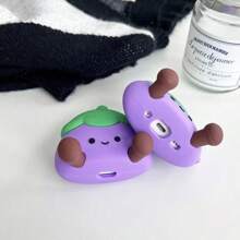 时尚欧美卡通茄子苹果蓝牙耳机壳适用于Airpods Pro 2/4/3代，防震硅胶耳机保护套 - 紫色 - 查看 8