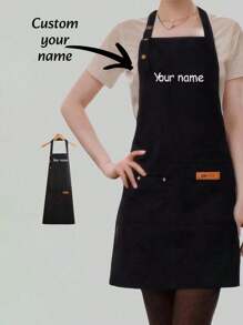 Personalized Apron For Women, Custom Striped Apron With Pocket, Embroidered Baking Apron With Adjustable Strap, Gift For Her