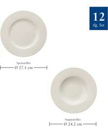 – Villeroy & Boch Group – Basis WeißGeschirrset 12 Teile Weiß, Teller, Geschirrset, Abendessen für 6 Personen, Premium Porzellan YEH3 - Tischservice - Übersicht 3