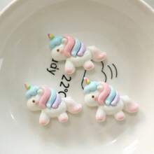 3 pezzi Accessori fai-da-te in resina con pony arcobaleno carini, materiali per decorazione di Molletta per capelli, pendenti e decorazioni estive, per la scuola