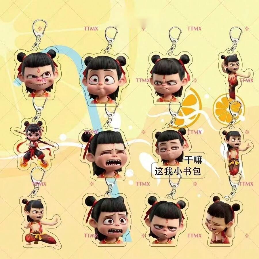 Nezha 2 Magical Child Havoc In Heaven Peripherals Cute Funny Movie Decor Backpack Charm Acrylic Keychain Small Gift - Multicolor - View 1