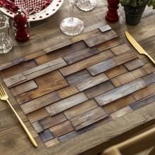 Set de 4 manteles individuales con diseño de estrella de estilo granja vintage, manteles individuales de grano de madera rústica de lino, manteles individuales con estampado de animales de granja, adecuados para cocina, hogar, fiesta, decoración de mesa, 12x16.5 pulgadas